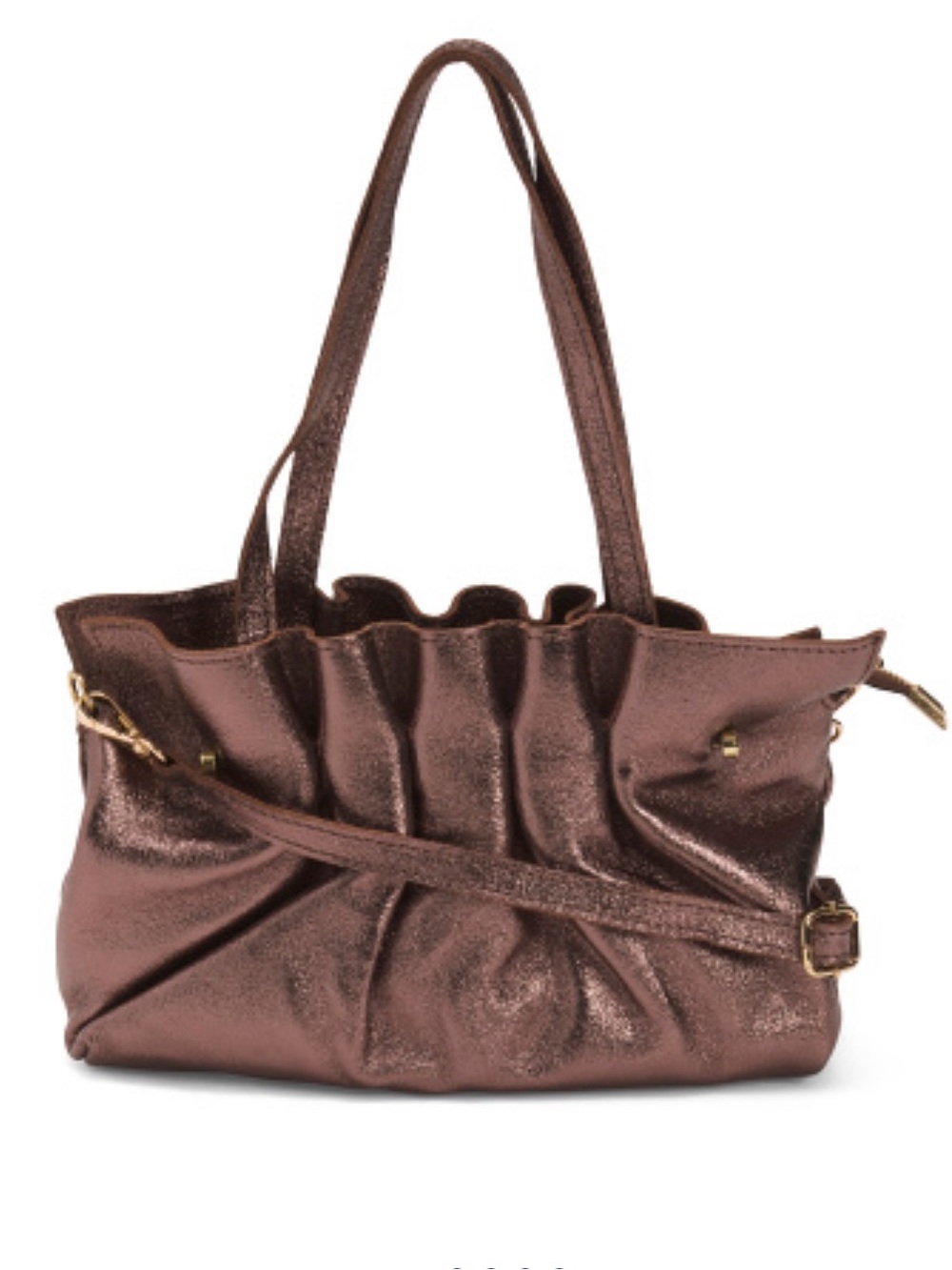 Chiara Ferragni Metallic Brown Ruffled Crossbody Shoulder Bag